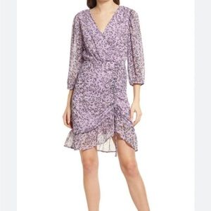 Vero Moda Floral Lavender Ruched Dress